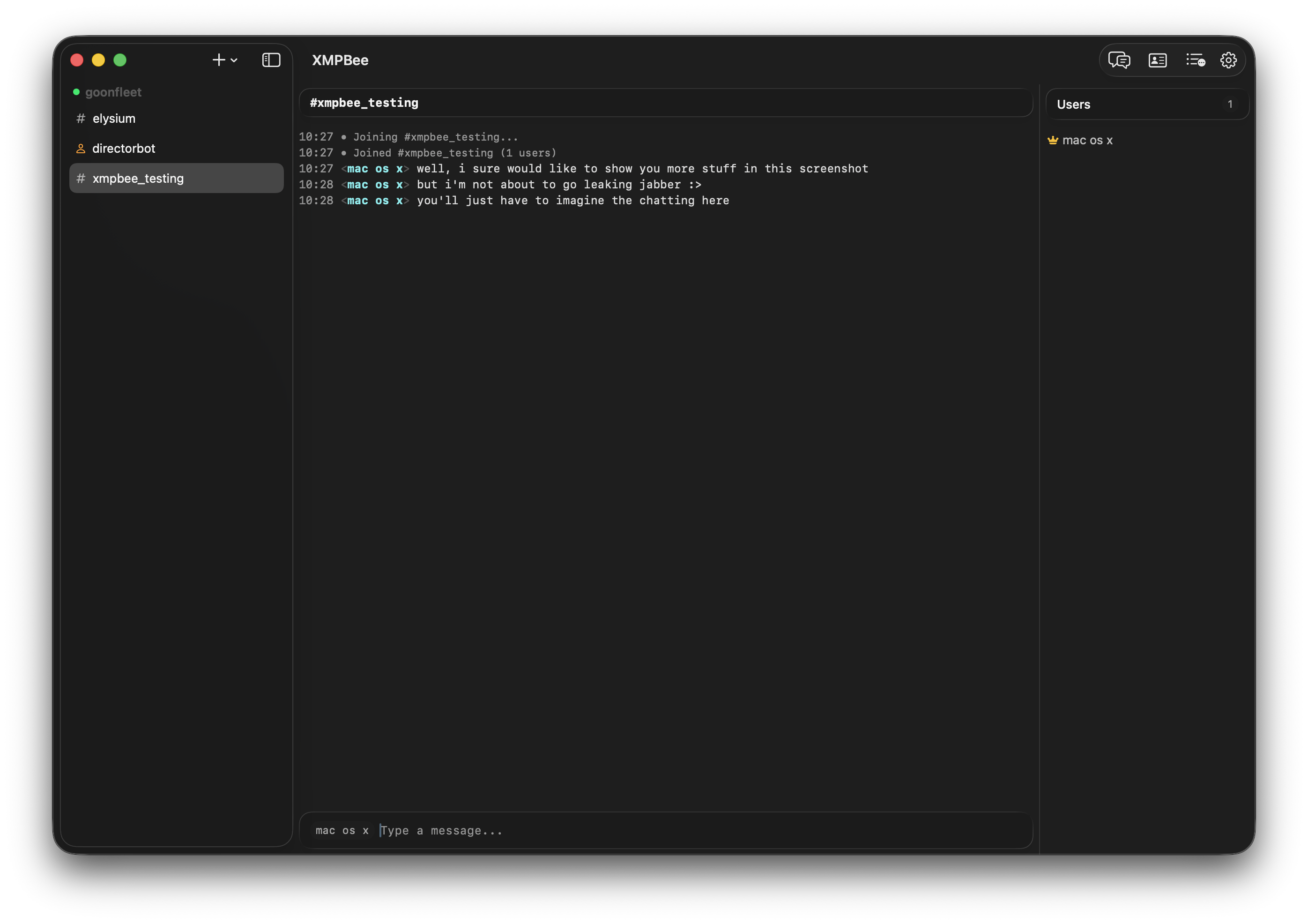 XMPBee running on macOS