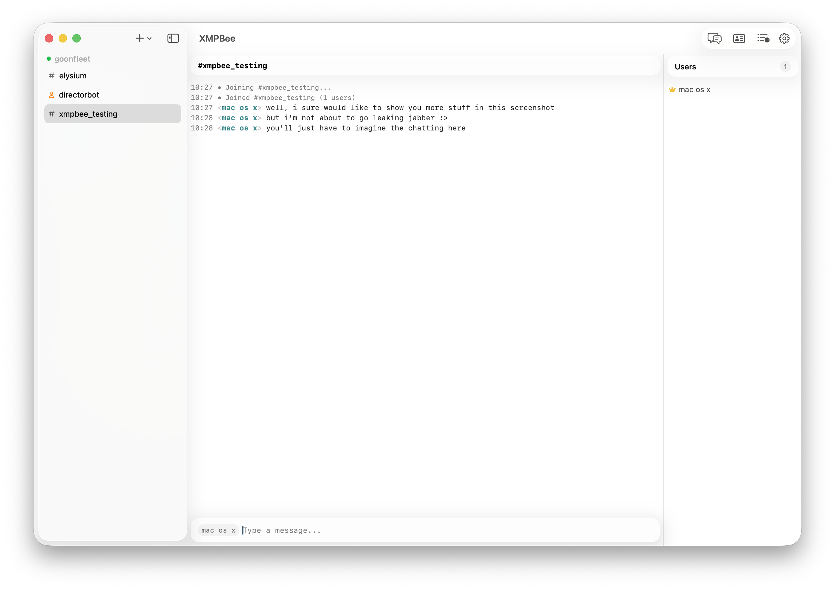 XMPBee running on macOS