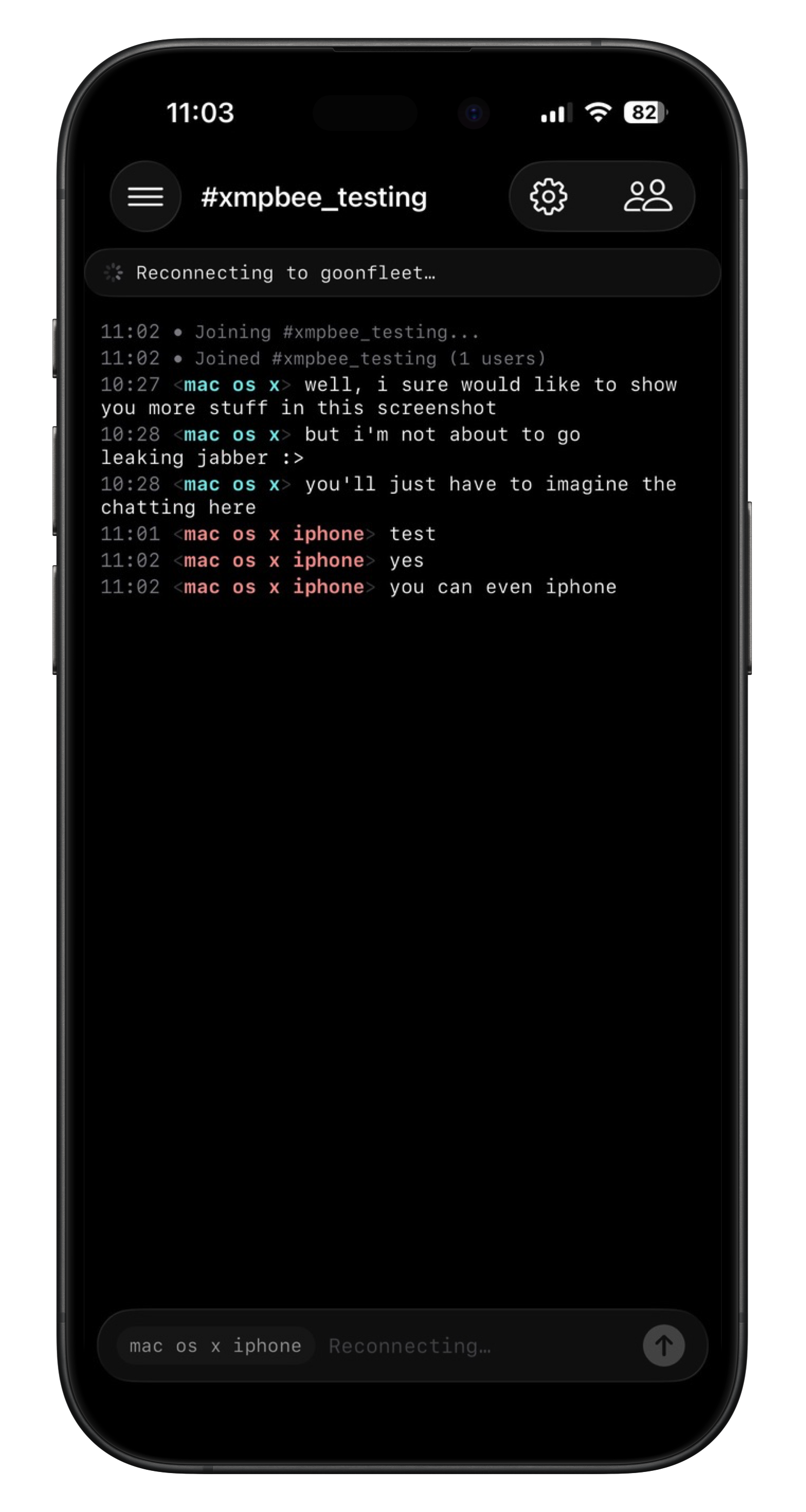 XMPBee on iPhone